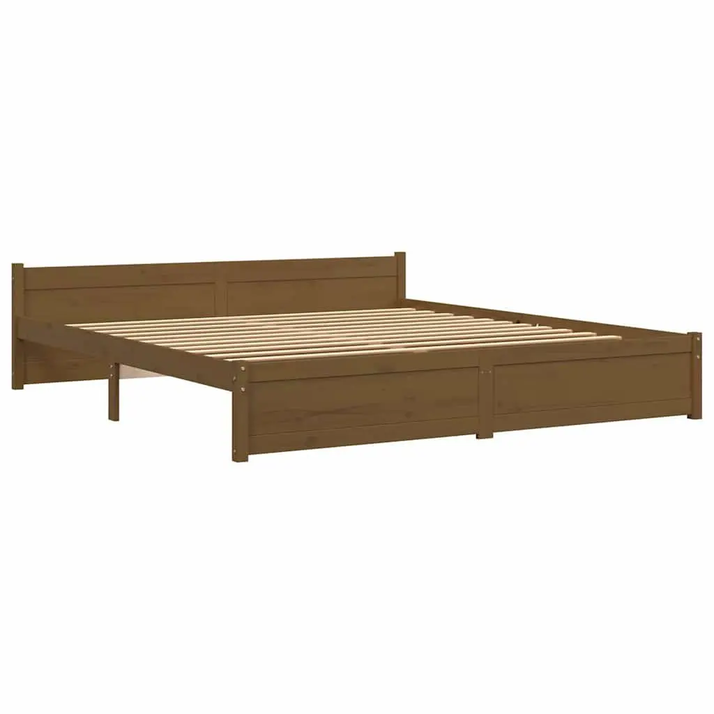 King Bed Frame Solid Wood Bedroom Furniture 183x203cm Honey Brown