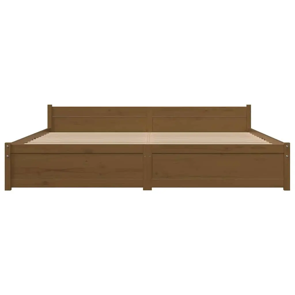 King Bed Frame Solid Wood Bedroom Furniture 183x203cm Honey Brown