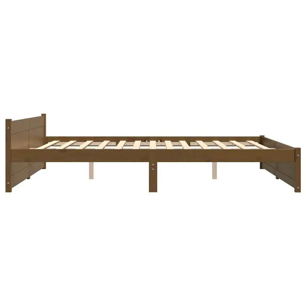 King Bed Frame Solid Wood Bedroom Furniture 183x203cm Honey Brown
