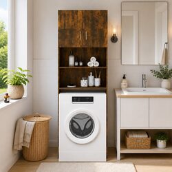 Washing Machine Cabinet Smoked Oak Bathroom Storage Laundry Organiser