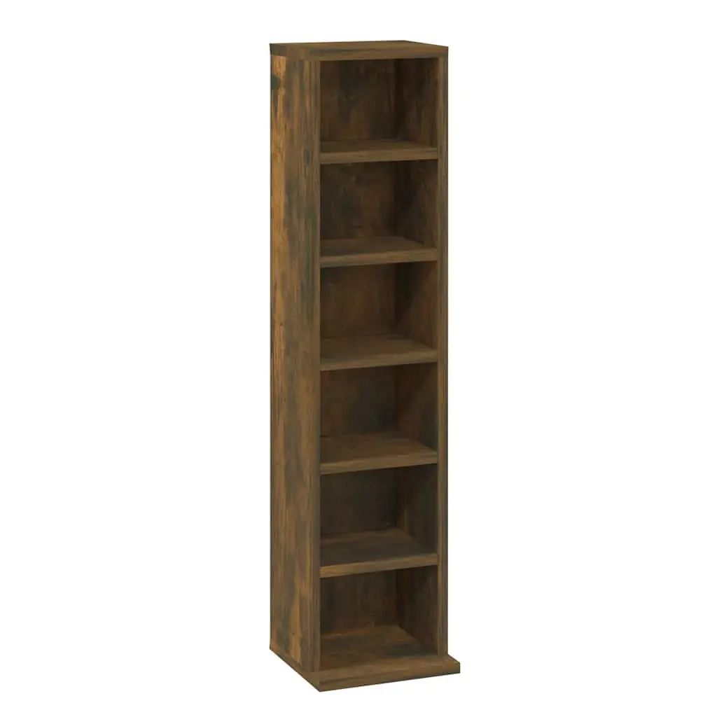 CD Cabinet Storage Media Organiser 21x20x88cm Smoked Oak