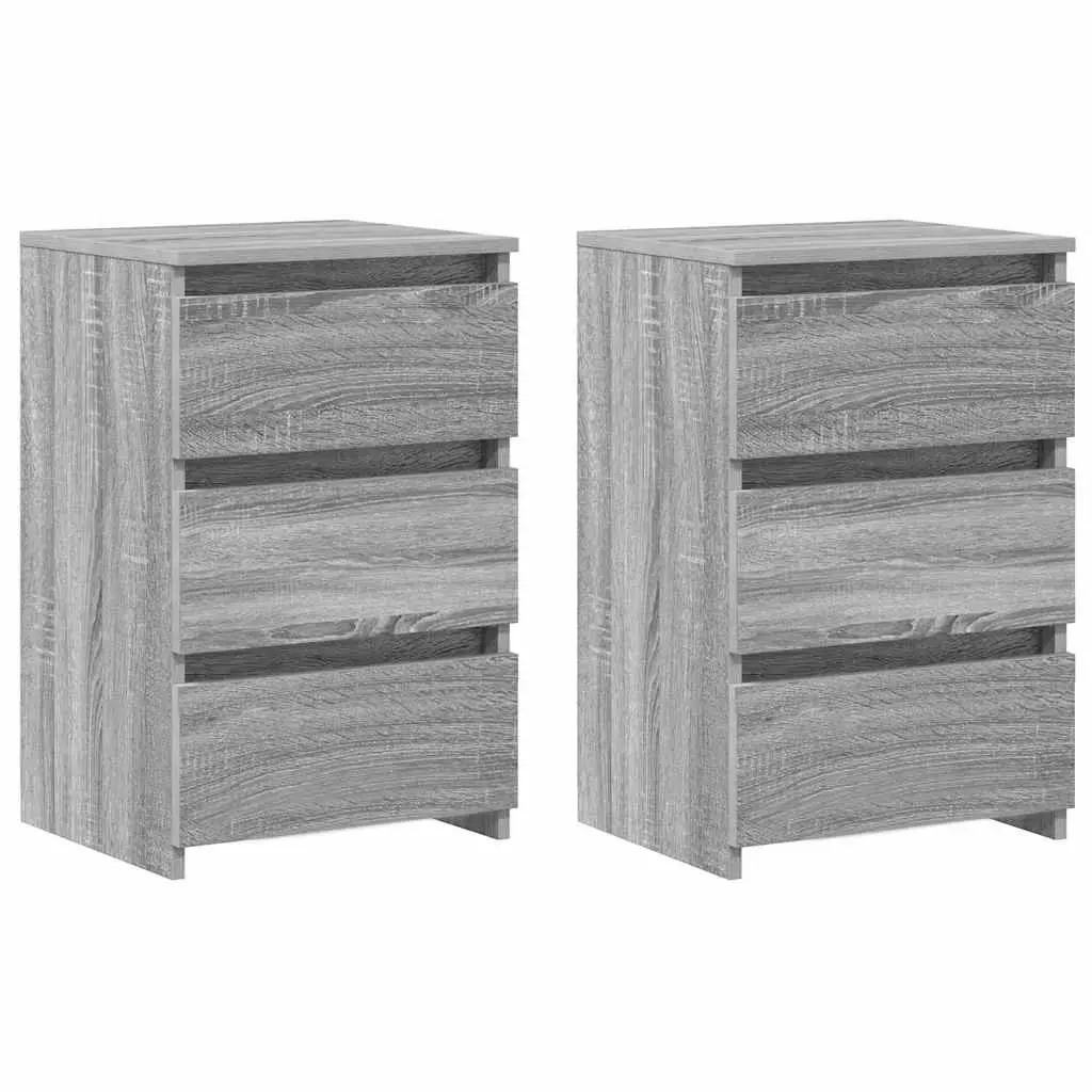 Bedside Tables 2pcs Grey Sonoma Bed Cabinets Nightstands Engineered Wood 3