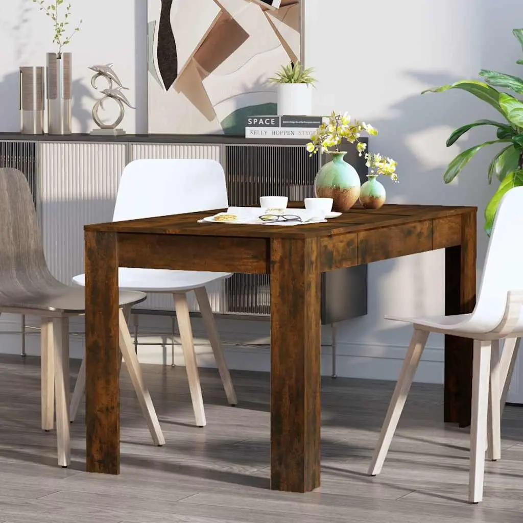 Dining Table Smoked Oak 140cm Engineered Wood Kitchen Furniture