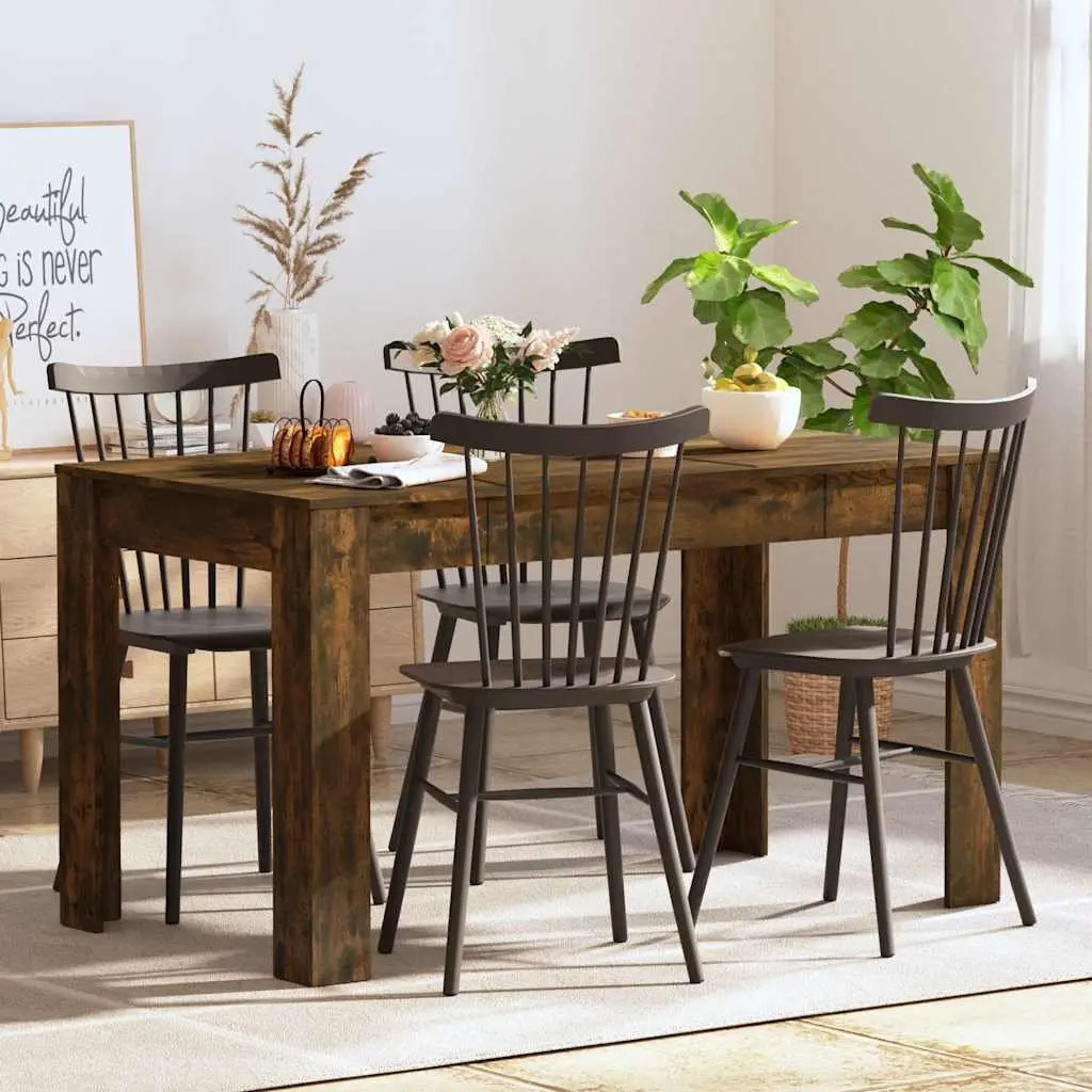 Dining Table Smoked Oak 140cm Engineered Wood Kitchen Furniture
