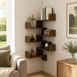 Quality Brown Wall Corner Shelves - 2 pcs for Versatile Use