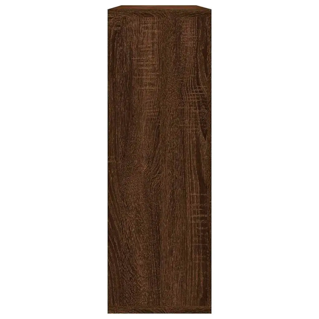 Wall Shelf Open Storage Display 3 Compartments Brown Oak