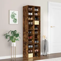 Smoked Oak Shoe Cabinet with Ample Storage