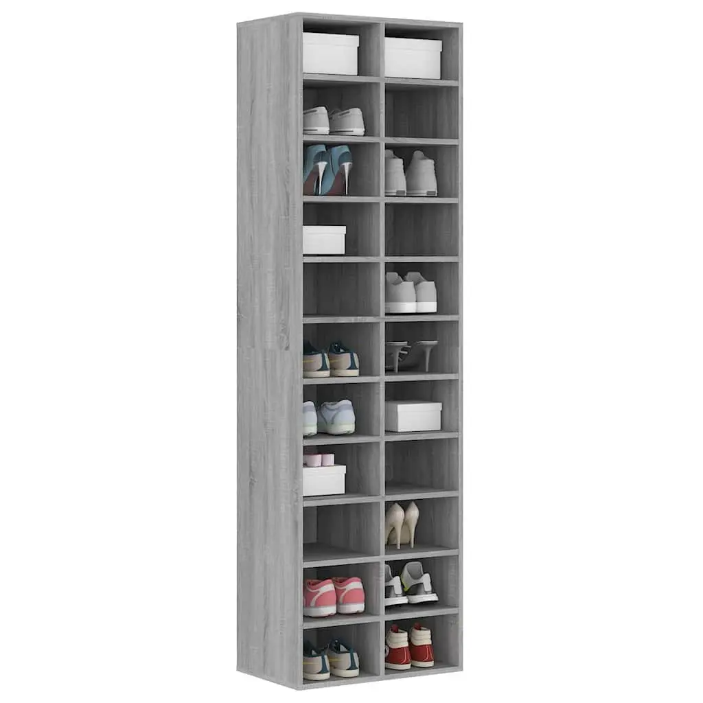 Shoe Cabinet Storage Organiser 54x34x183 cm Grey Engineered Wood