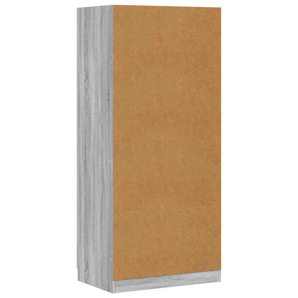 Wardrobe Storage Cabinet Grey 80x52x180 cm with Hanging Rod and Doors