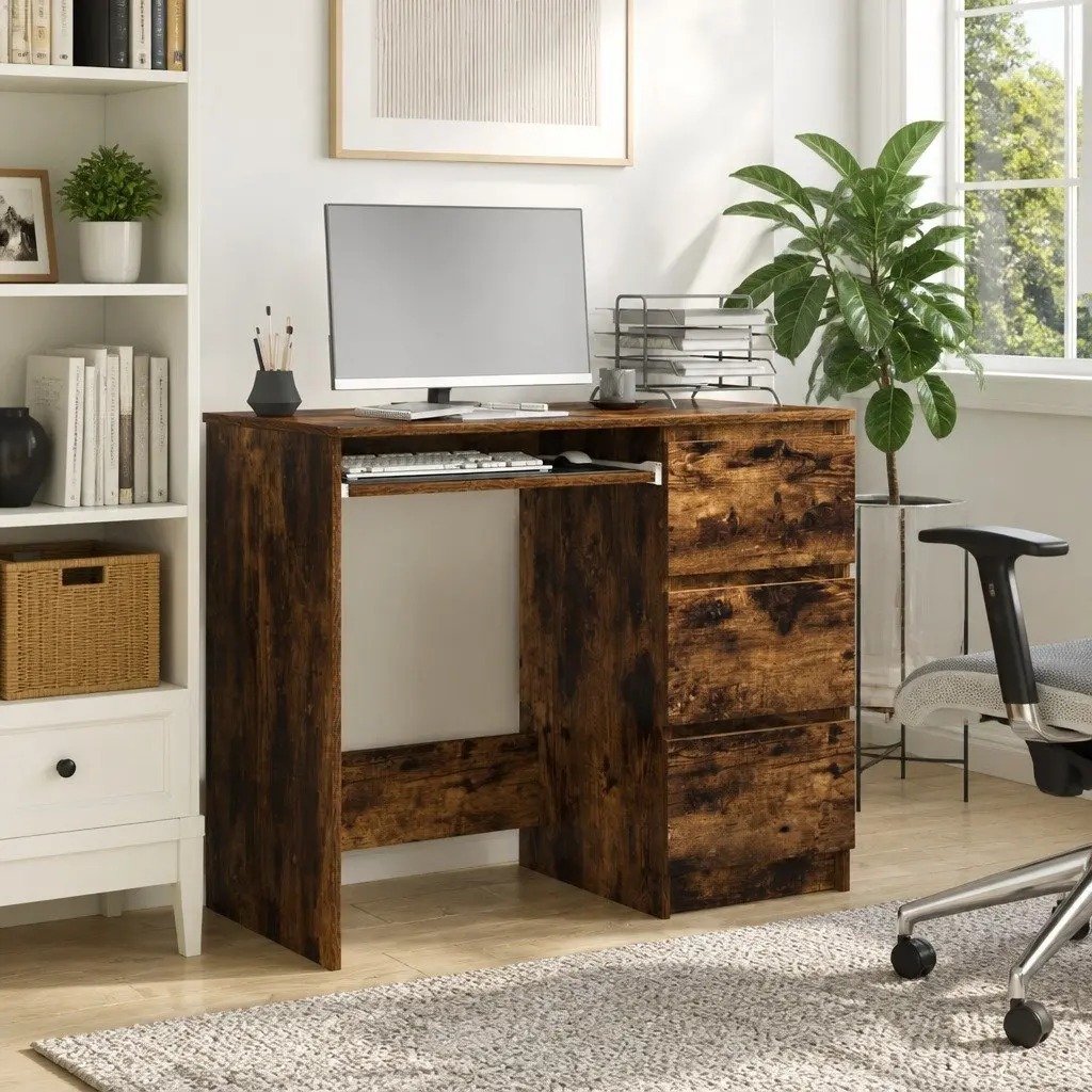 Office Desk Study Workstation 90x45x76 cm Brown Engineered Wood