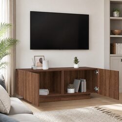 Reliable Brown Oak TV Cabinet with Smart Storage Solutions