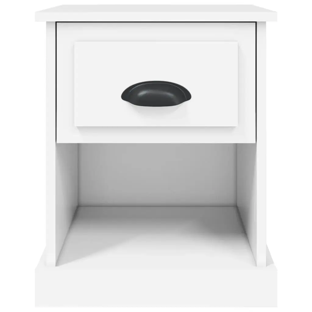 Bedside Cabinet White Engineered Wood Nightstand Storage Drawer Compartment 39 x 39 x 47.5 cm