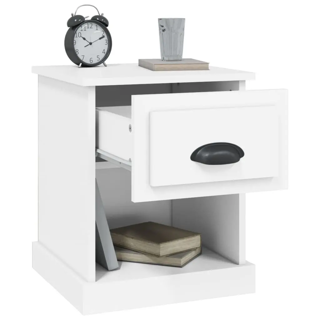 Bedside Cabinet White Engineered Wood Nightstand Storage Drawer Compartment 39 x 39 x 47.5 cm
