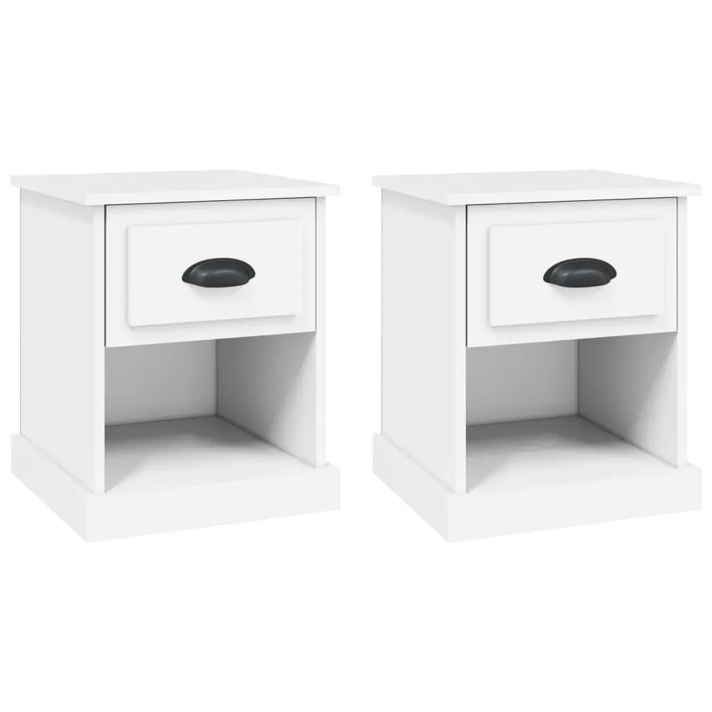 Bedside Cabinet Nightstand Storage Drawer 39x39x47.5cm White Engineered Wood