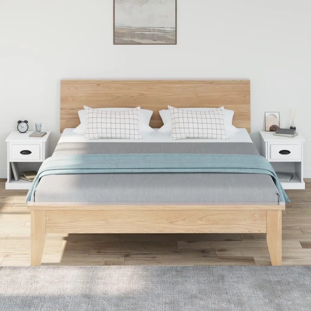 Bedside Cabinet Nightstand Storage Drawer 39x39x47.5cm White Engineered Wood