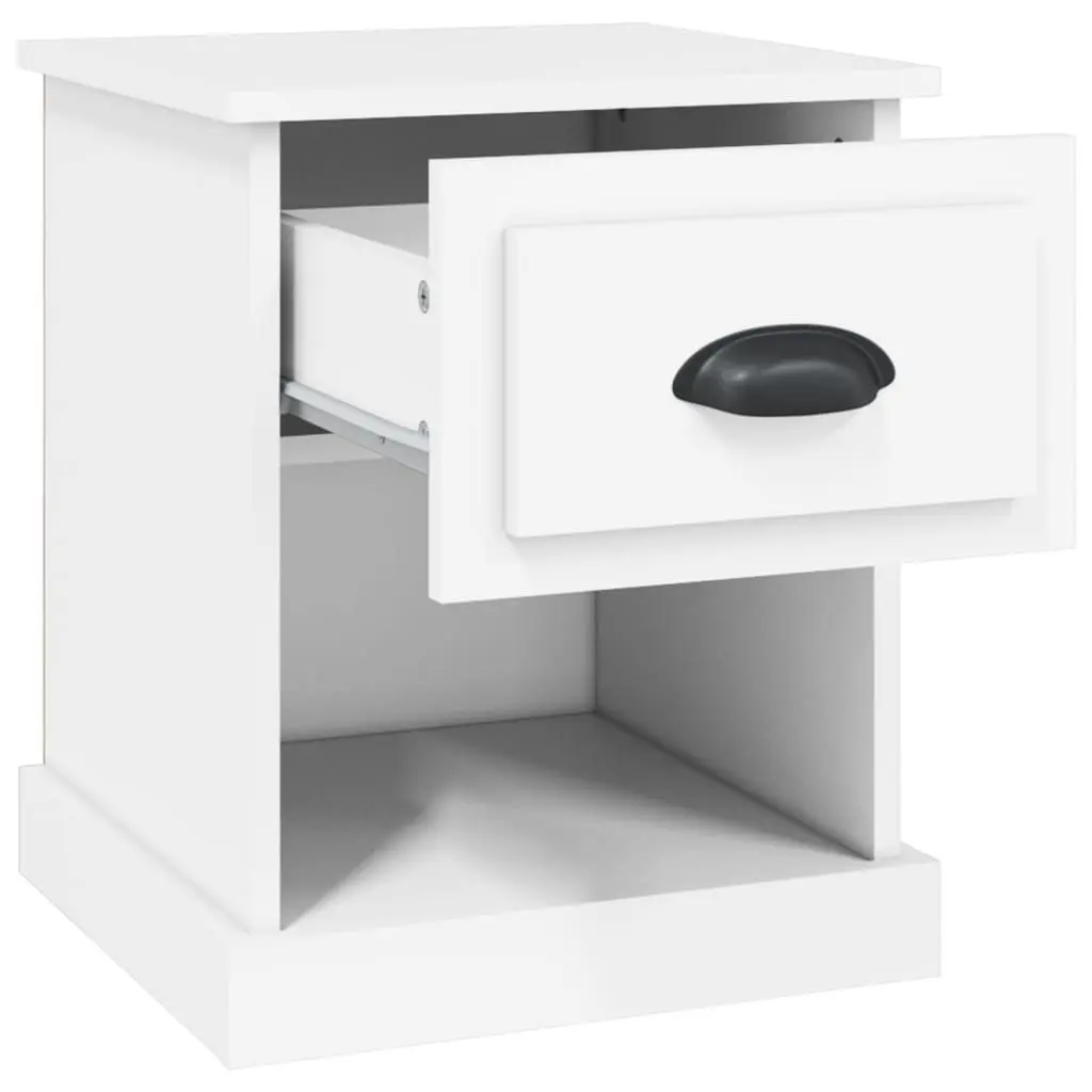Bedside Cabinet Nightstand Storage Drawer 39x39x47.5cm White Engineered Wood
