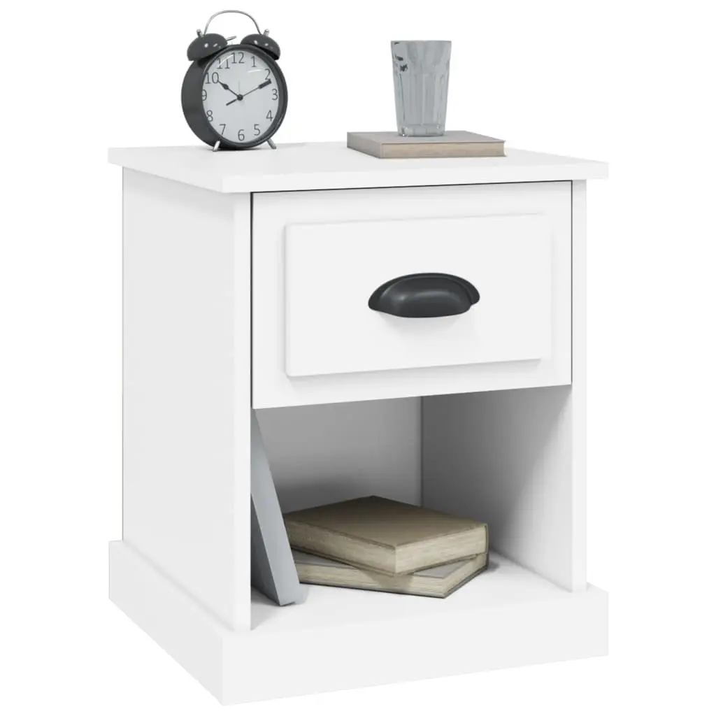 Bedside Cabinet Nightstand Storage Drawer 39x39x47.5cm White Engineered Wood