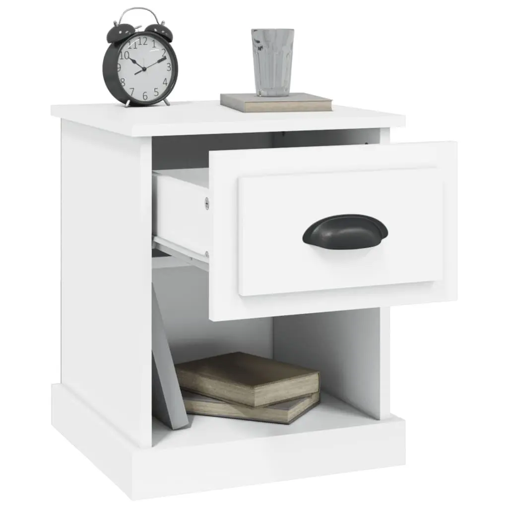 Bedside Cabinet Nightstand Storage Drawer 39x39x47.5cm White Engineered Wood