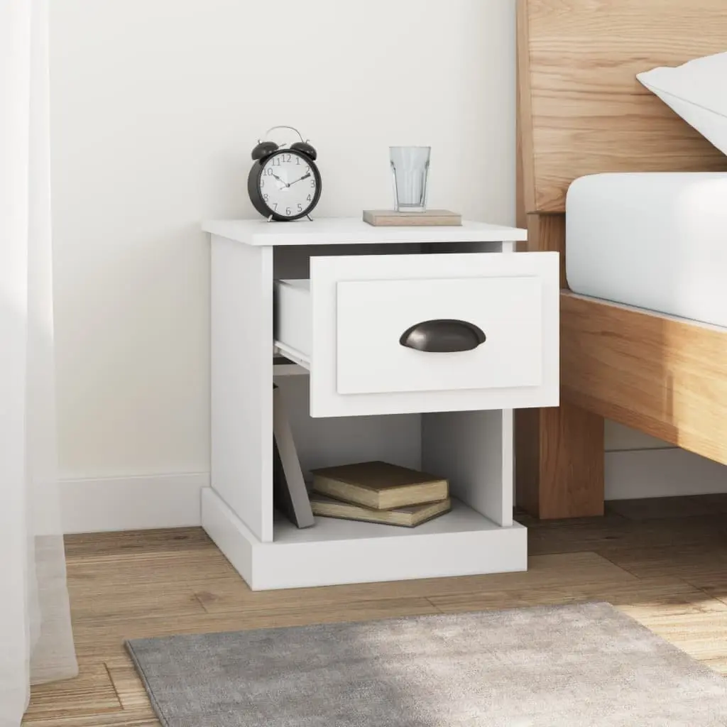 Bedside Cabinet Nightstand Storage Drawer 39x39x47.5cm White Engineered Wood