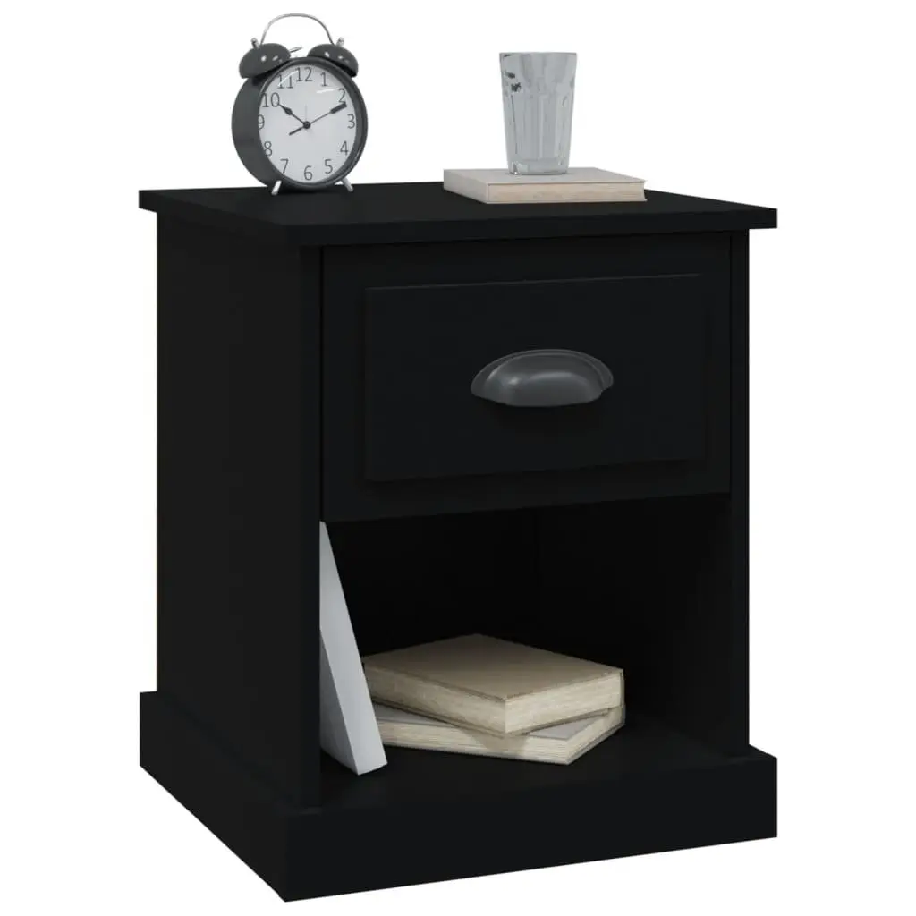 Bedside Cabinet Black 39x39x47.5 cm Engineered Wood Nightstand Storage Drawer