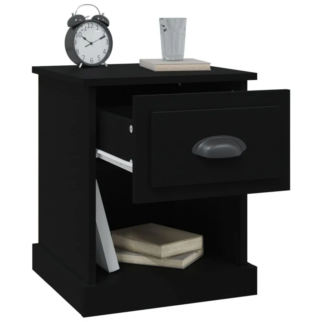 Bedside Cabinet Black 39x39x47.5 cm Engineered Wood Nightstand Storage Drawer