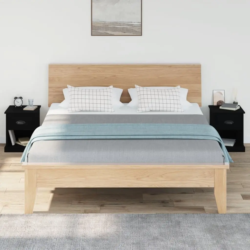Bedside Cabinets 2 pcs Nightstand Storage 39x39x47.5 cm Black Engineered Wood
