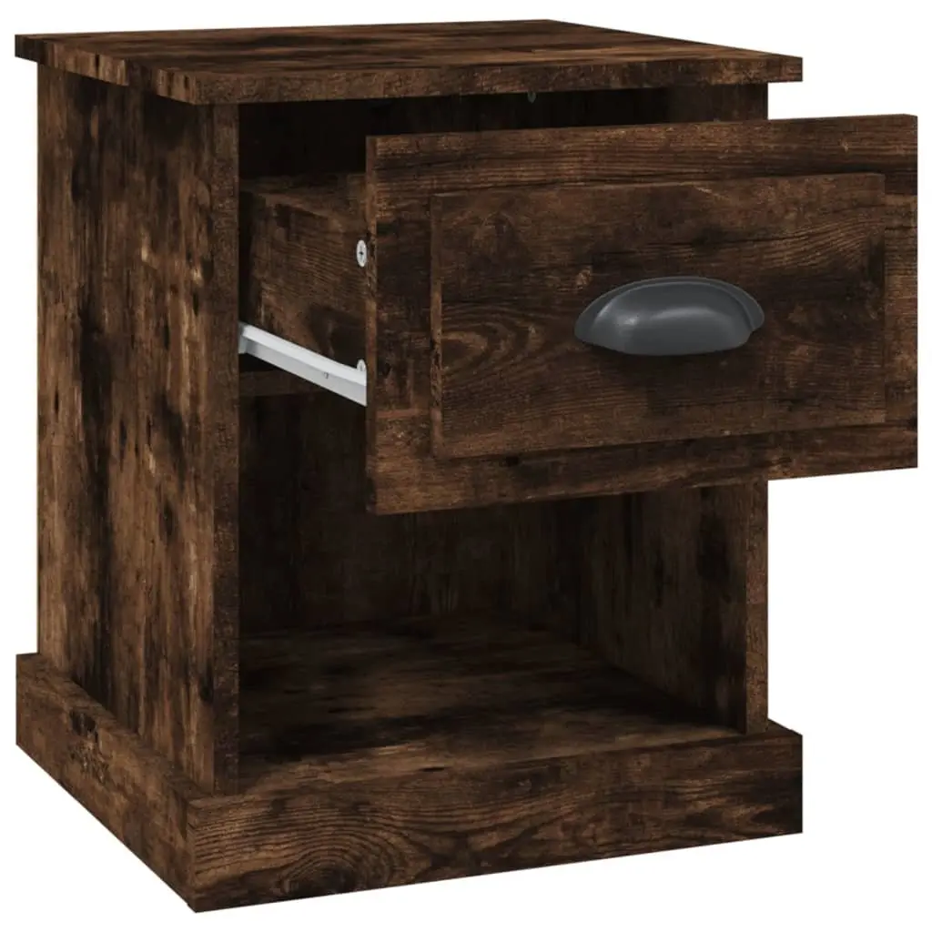 Bedside Cabinets 2pcs Bedside Tables Smoked Oak Nightstand Drawer Side Table