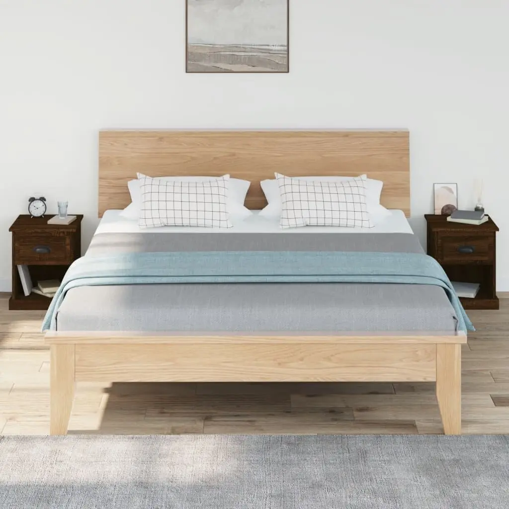 Bedside Cabinets Nightstand Storage 39x39x47.5 cm Brown Engineered Wood 2 Piece