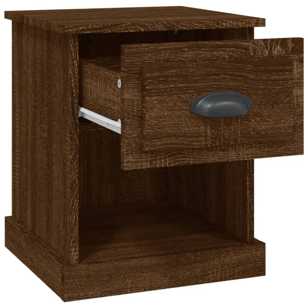 Bedside Cabinets Nightstand Storage 39x39x47.5 cm Brown Engineered Wood 2 Piece