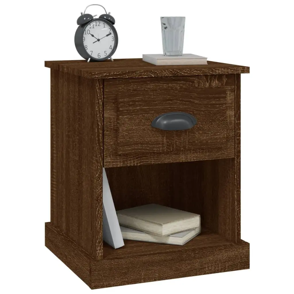 Bedside Cabinets Nightstand Storage 39x39x47.5 cm Brown Engineered Wood 2 Piece
