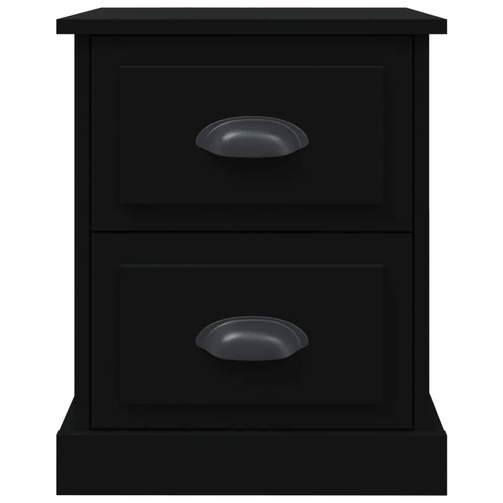Bedside Cabinet Black 39x39x47.5cm with 2 Drawers Engineered Wood Nightstand