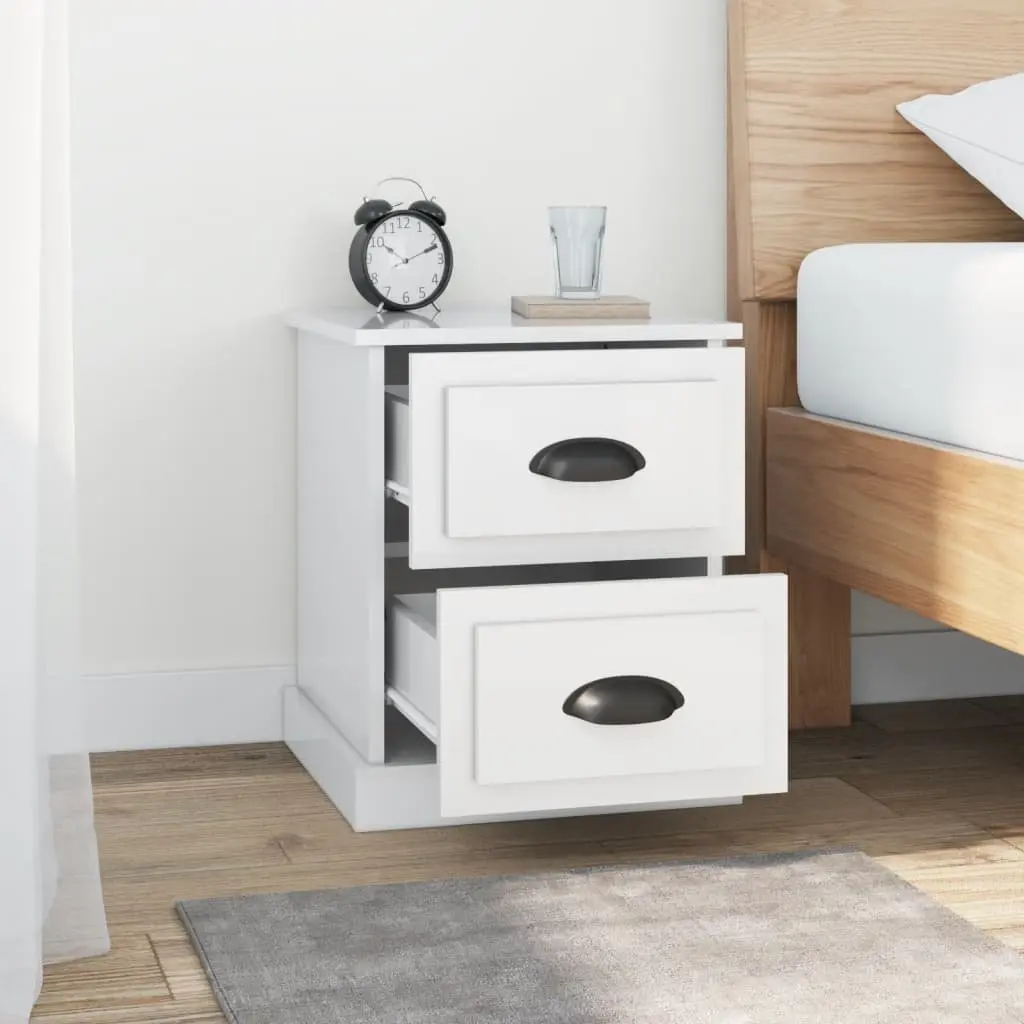 White 2 Drawer Nightstand Storage Table Bedside Cabinet Furniture