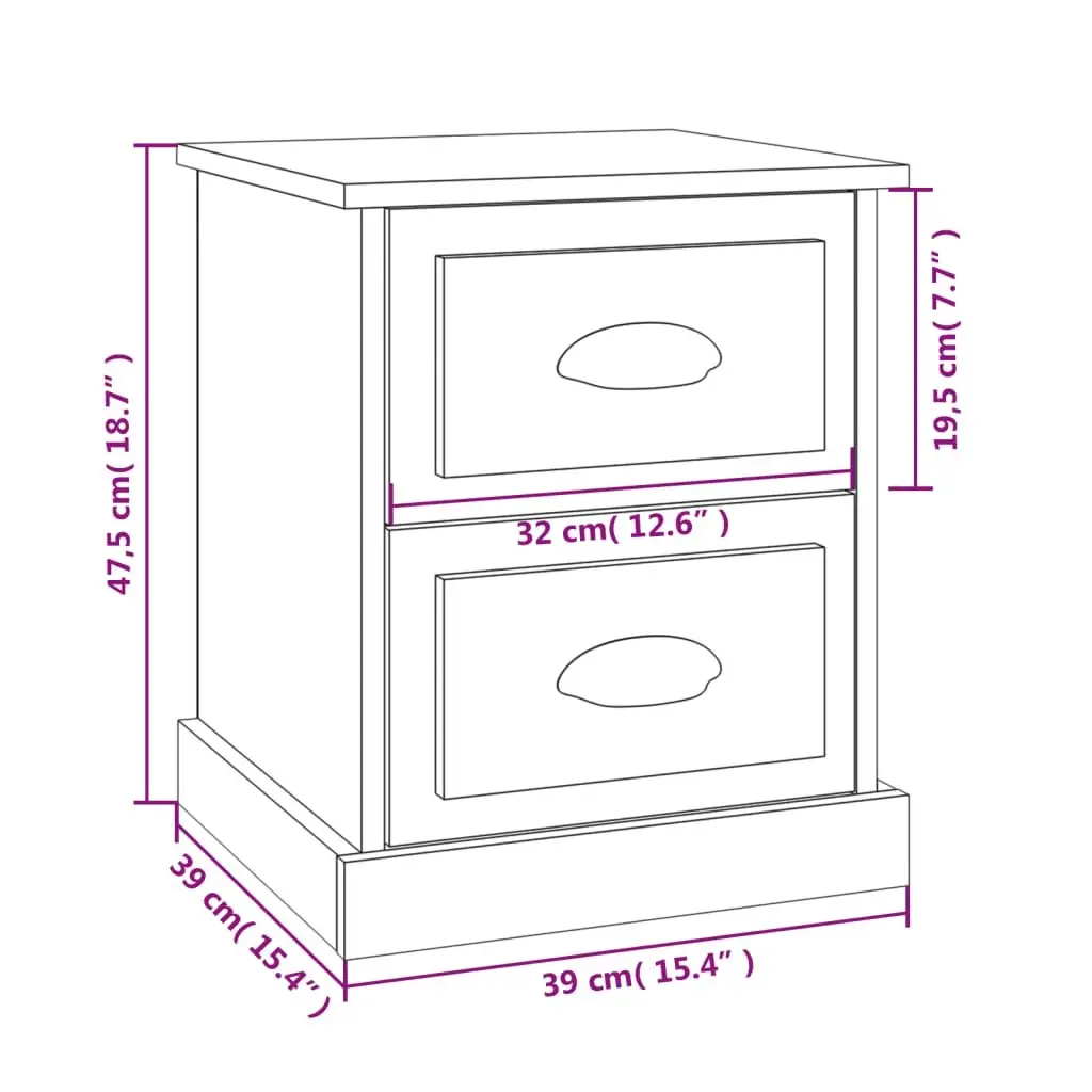 White 2 Drawer Nightstand Storage Table Bedside Cabinet Furniture