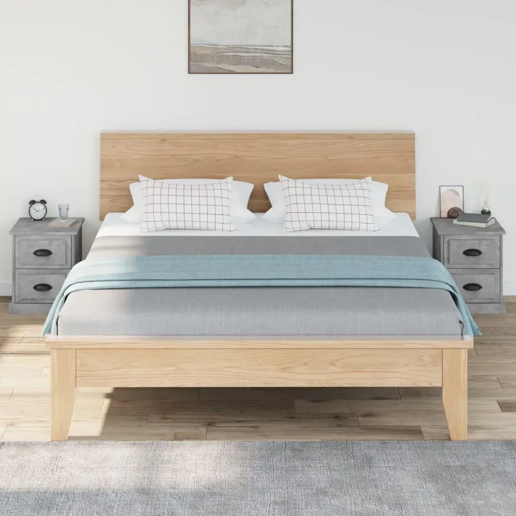 Bedside Cabinet Grey 39x39x47.5 cm 2 Drawer Engineered Wood Nightstand Storage