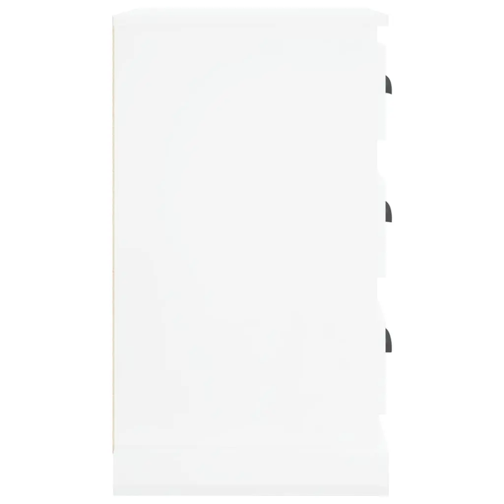 Bedside Cabinet White High Gloss 3 Drawer Nightstand Storage Table