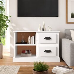 Reliable White TV Cabinet with Storage Drawers