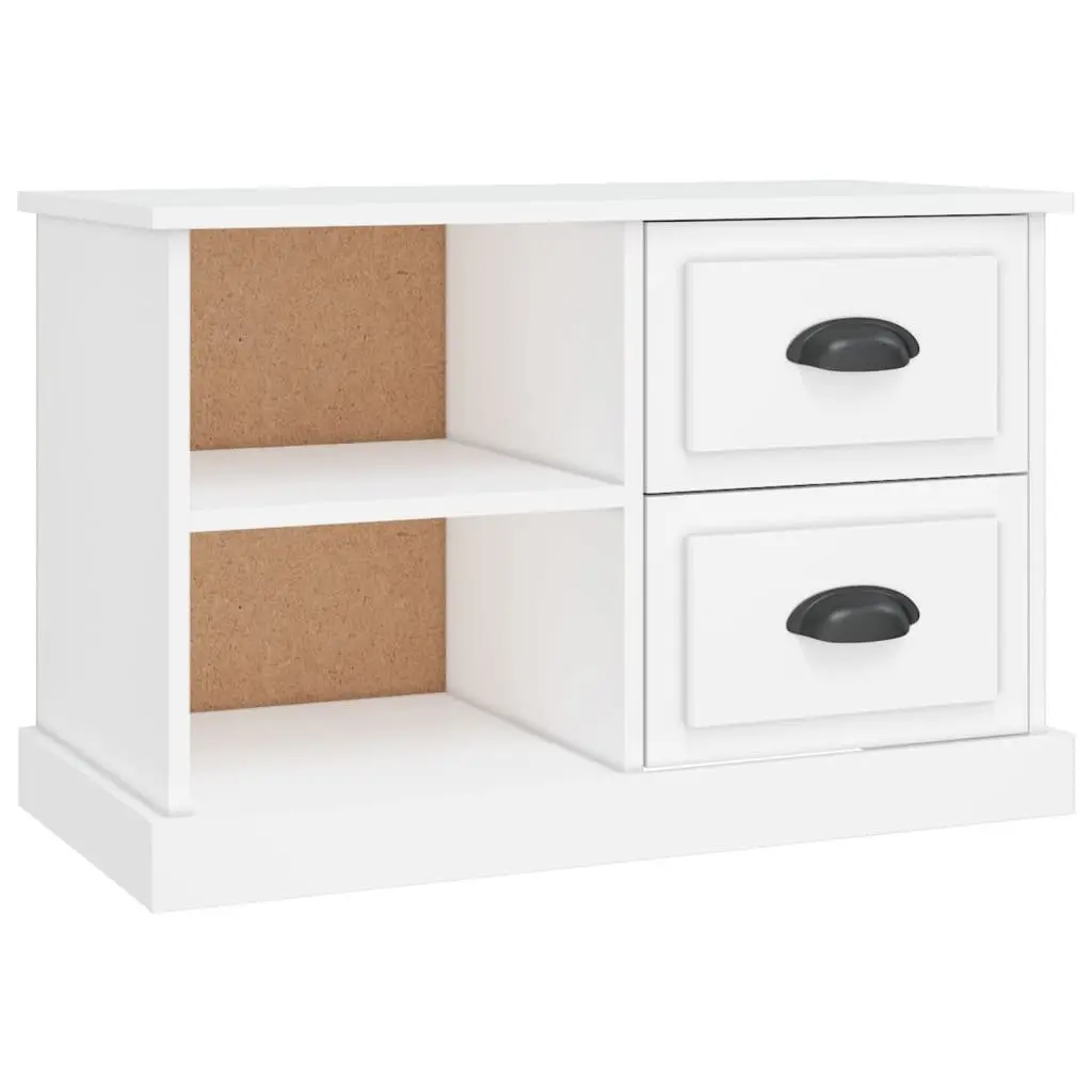 TV Cabinet White Storage Unit with Drawers Open Compartments Engineered Wood 73 x 35.5 x 47.5 cm