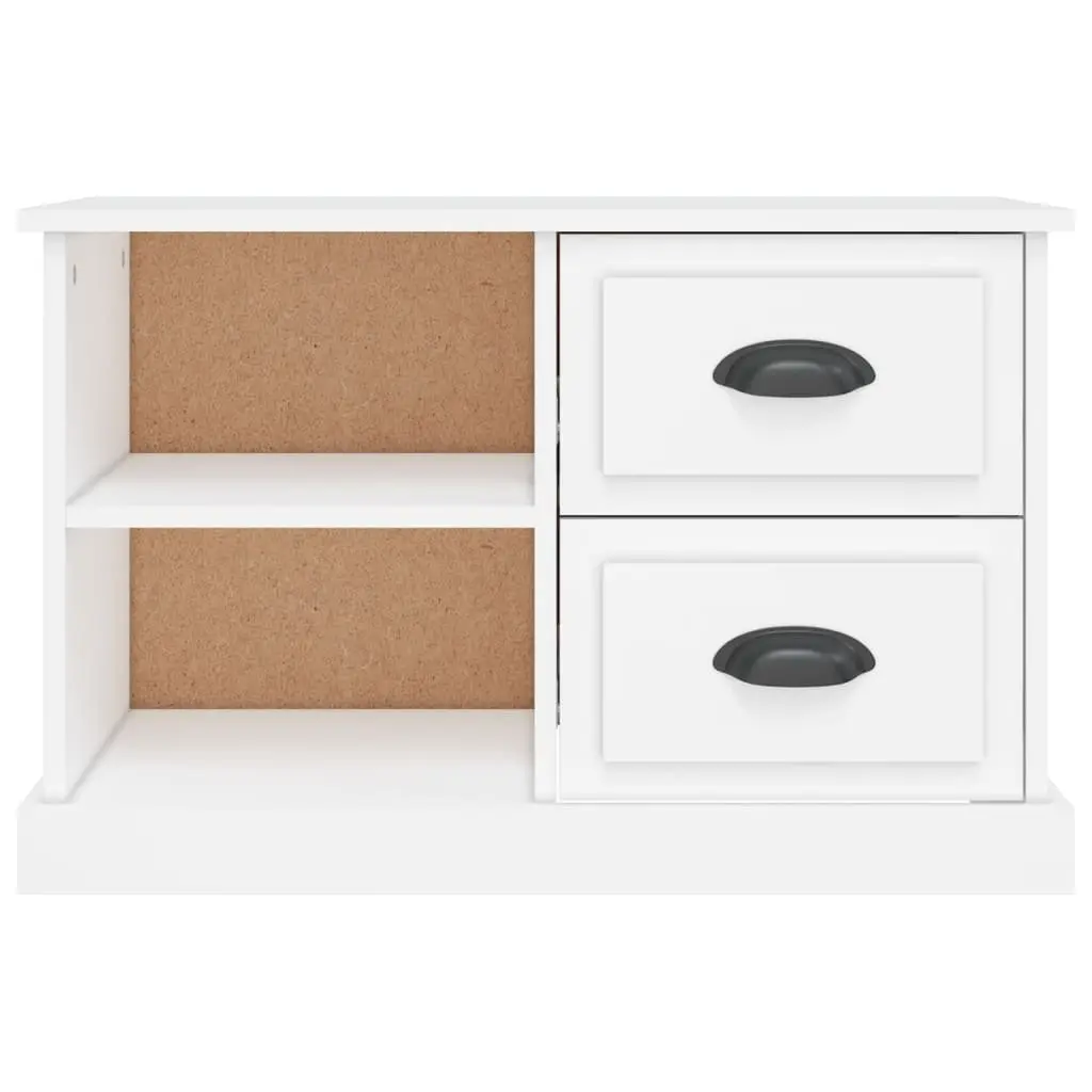 TV Cabinet White Storage Unit with Drawers Open Compartments Engineered Wood 73 x 35.5 x 47.5 cm