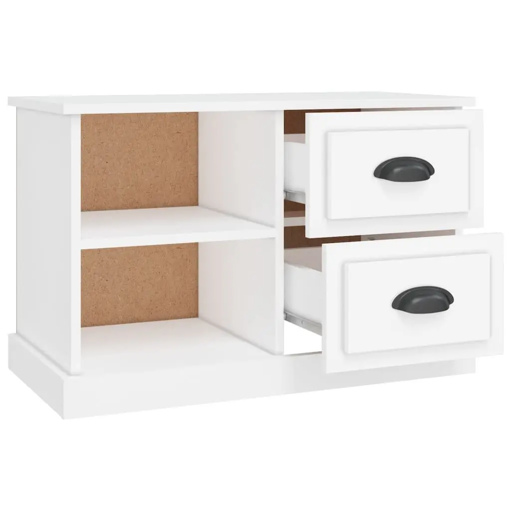 TV Cabinet White Storage Unit with Drawers Open Compartments Engineered Wood 73 x 35.5 x 47.5 cm