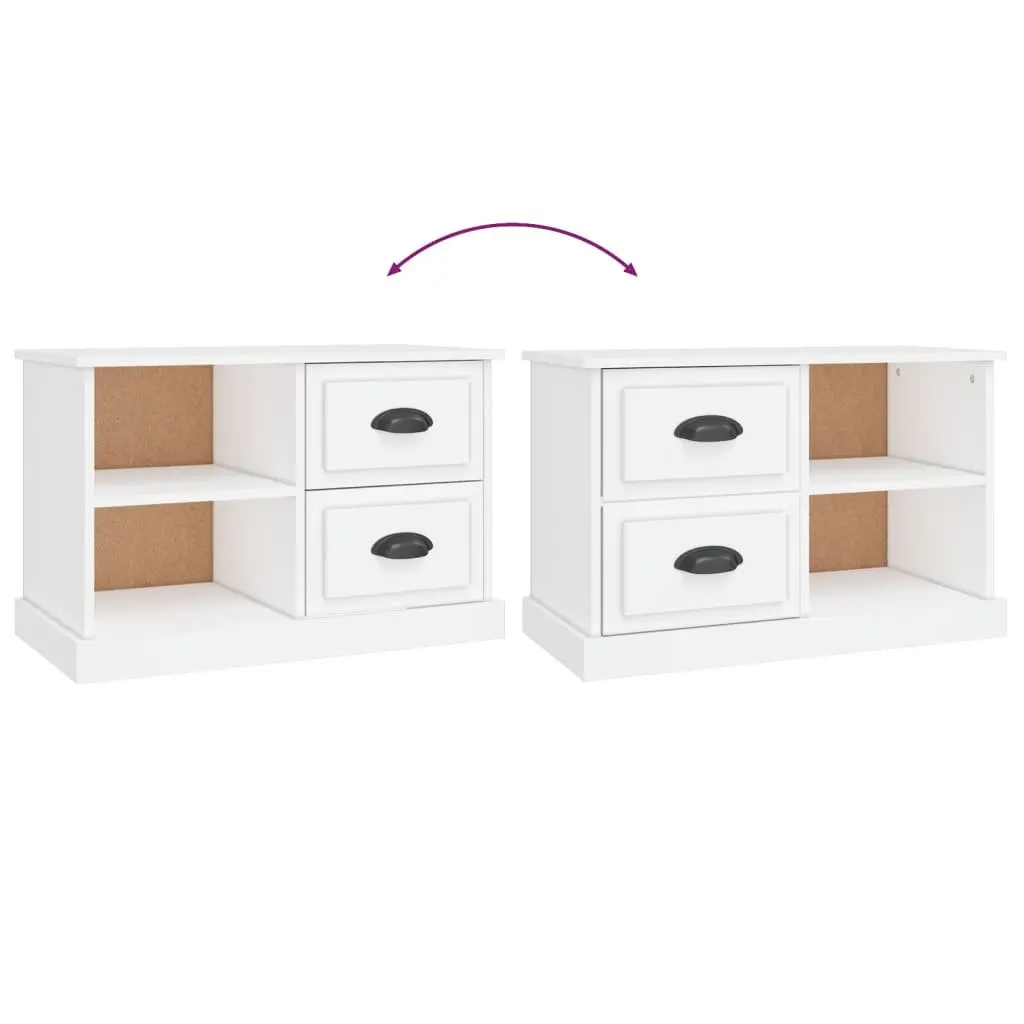 TV Cabinet White Storage Unit with Drawers Open Compartments Engineered Wood 73 x 35.5 x 47.5 cm