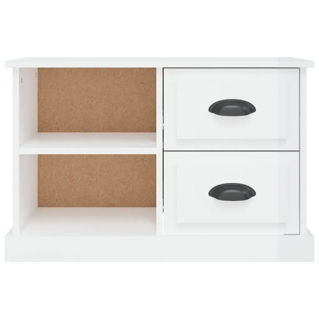 TV Cabinet White High Gloss Engineered Wood Furniture Storage Unit Drawers