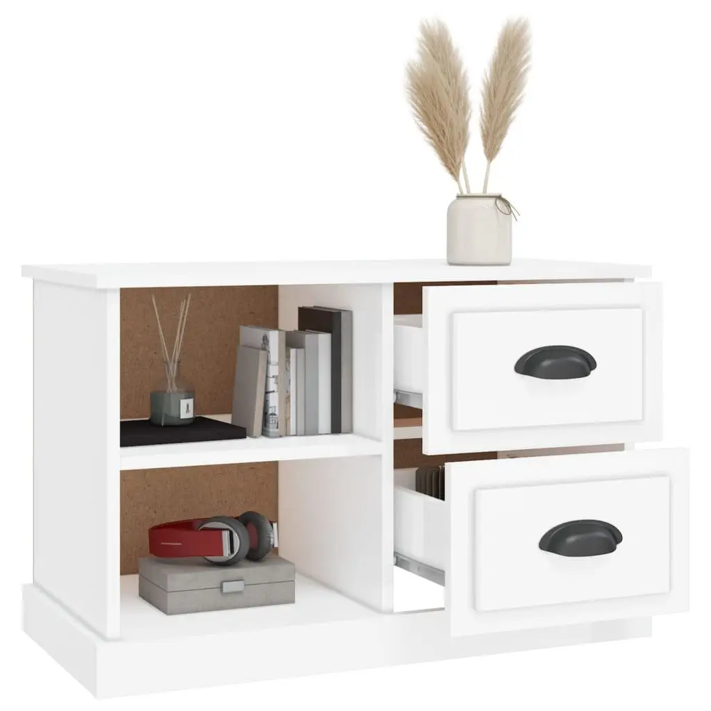 TV Cabinet White High Gloss Engineered Wood Furniture Storage Unit Drawers