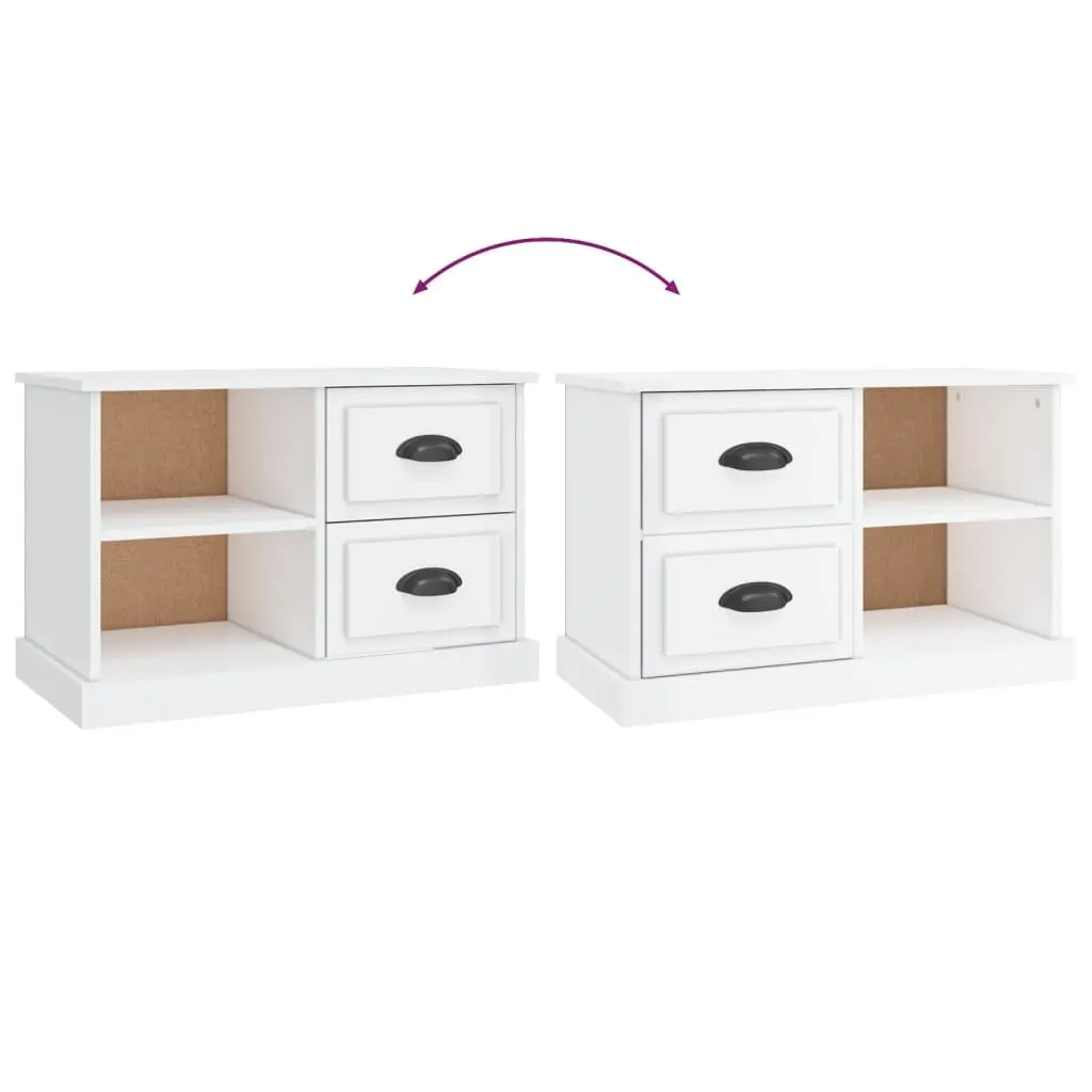 TV Cabinet White High Gloss Engineered Wood Furniture Storage Unit Drawers