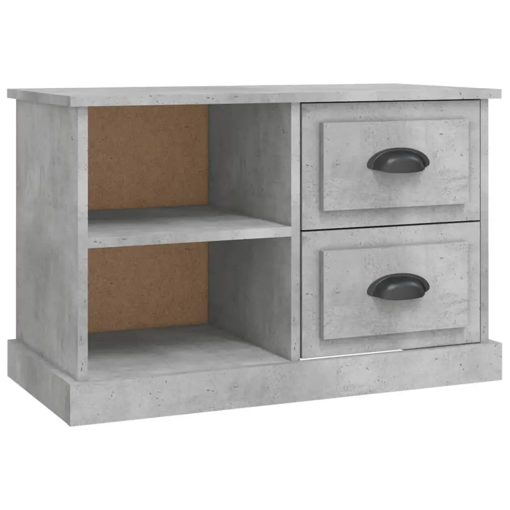 TV Cabinet Grey 73x35.5x47.5cm Living Room Storage Unit with 2 Drawers and 2 Open Compartments