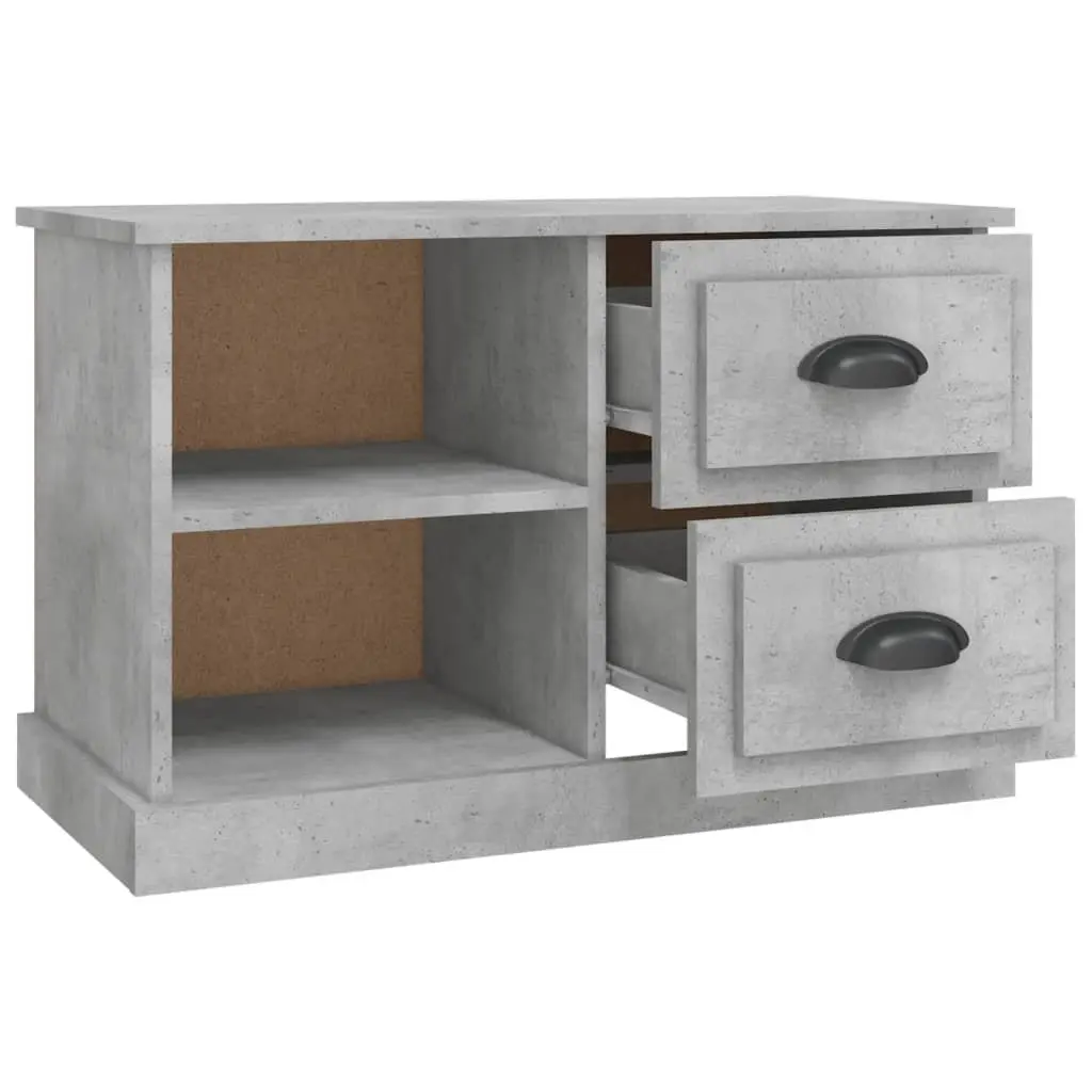 TV Cabinet Grey 73x35.5x47.5cm Living Room Storage Unit with 2 Drawers and 2 Open Compartments