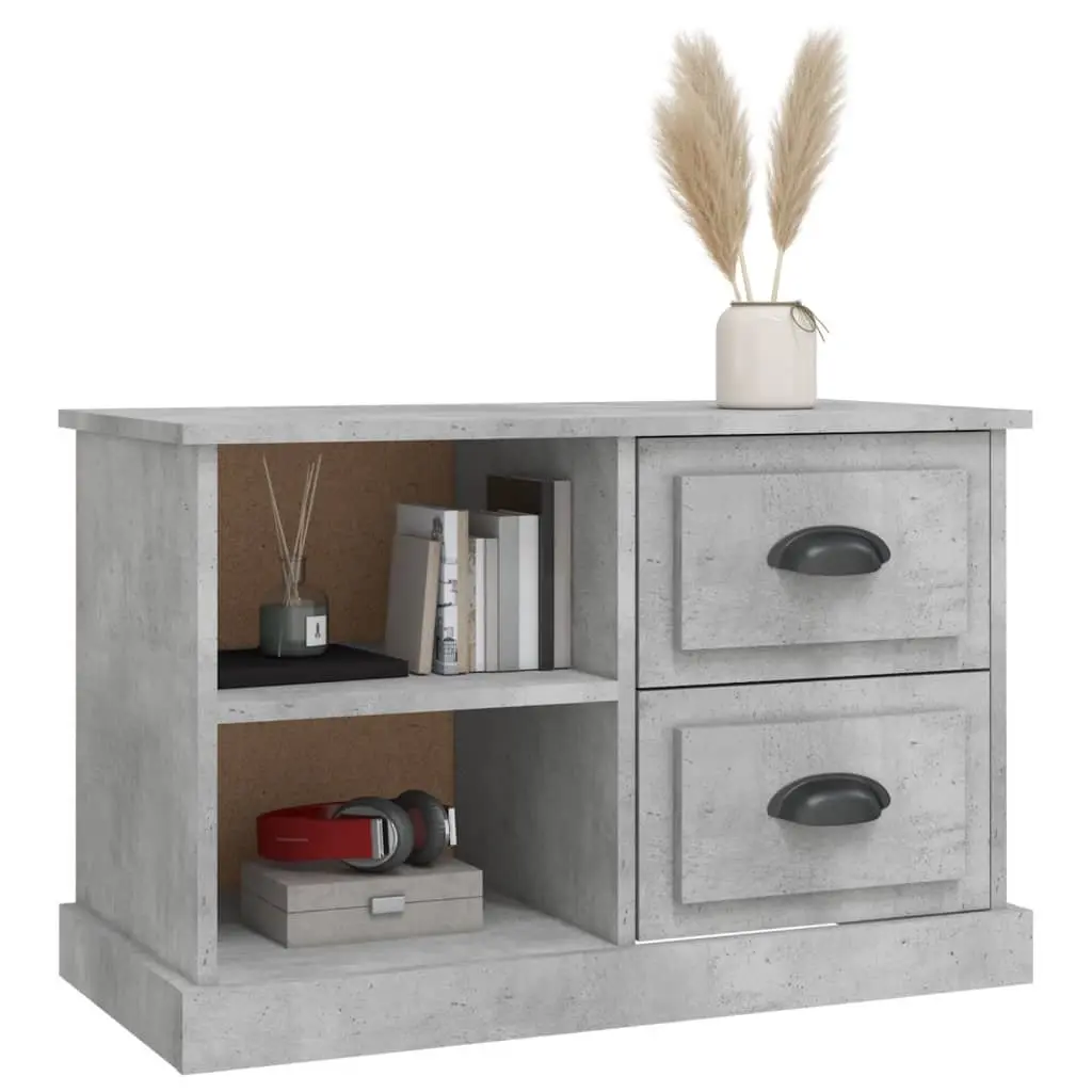 TV Cabinet Grey 73x35.5x47.5cm Living Room Storage Unit with 2 Drawers and 2 Open Compartments