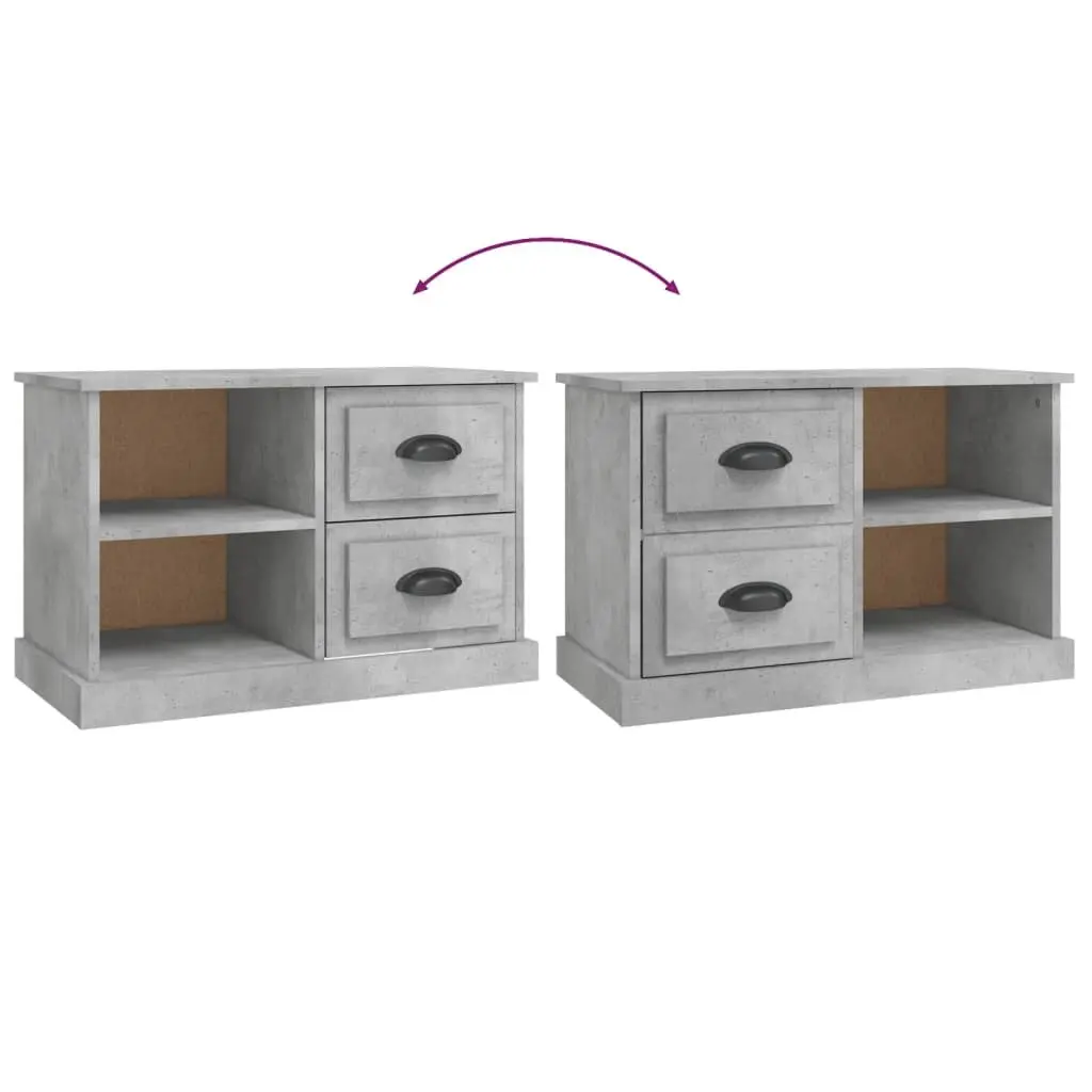 TV Cabinet Grey 73x35.5x47.5cm Living Room Storage Unit with 2 Drawers and 2 Open Compartments