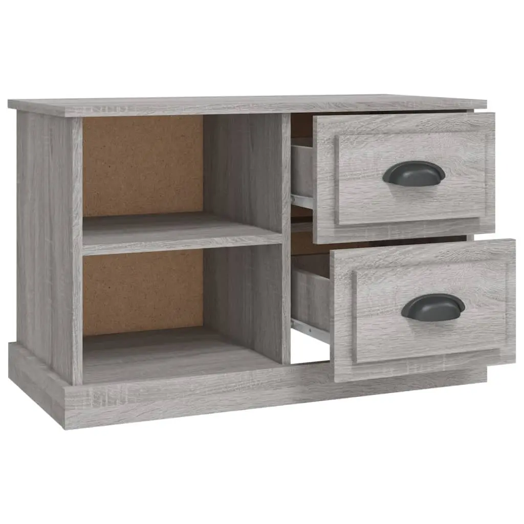 TV Cabinet Grey Sonoma Storage Unit with Drawers Open Compartments 73 x 35.5 x 47.5 cm Engineered Wood