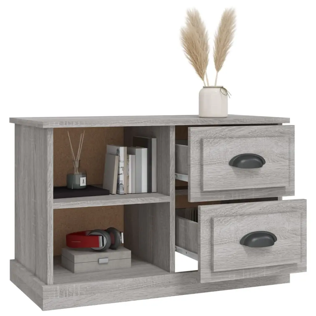 TV Cabinet Grey Sonoma Storage Unit with Drawers Open Compartments 73 x 35.5 x 47.5 cm Engineered Wood