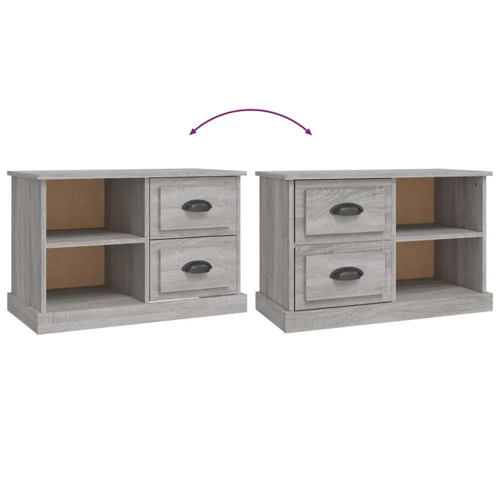 TV Cabinet Grey Sonoma Storage Unit with Drawers Open Compartments 73 x 35.5 x 47.5 cm Engineered Wood